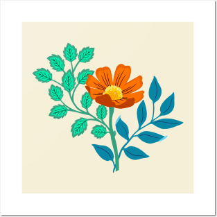 Colorful orange flower design Posters and Art